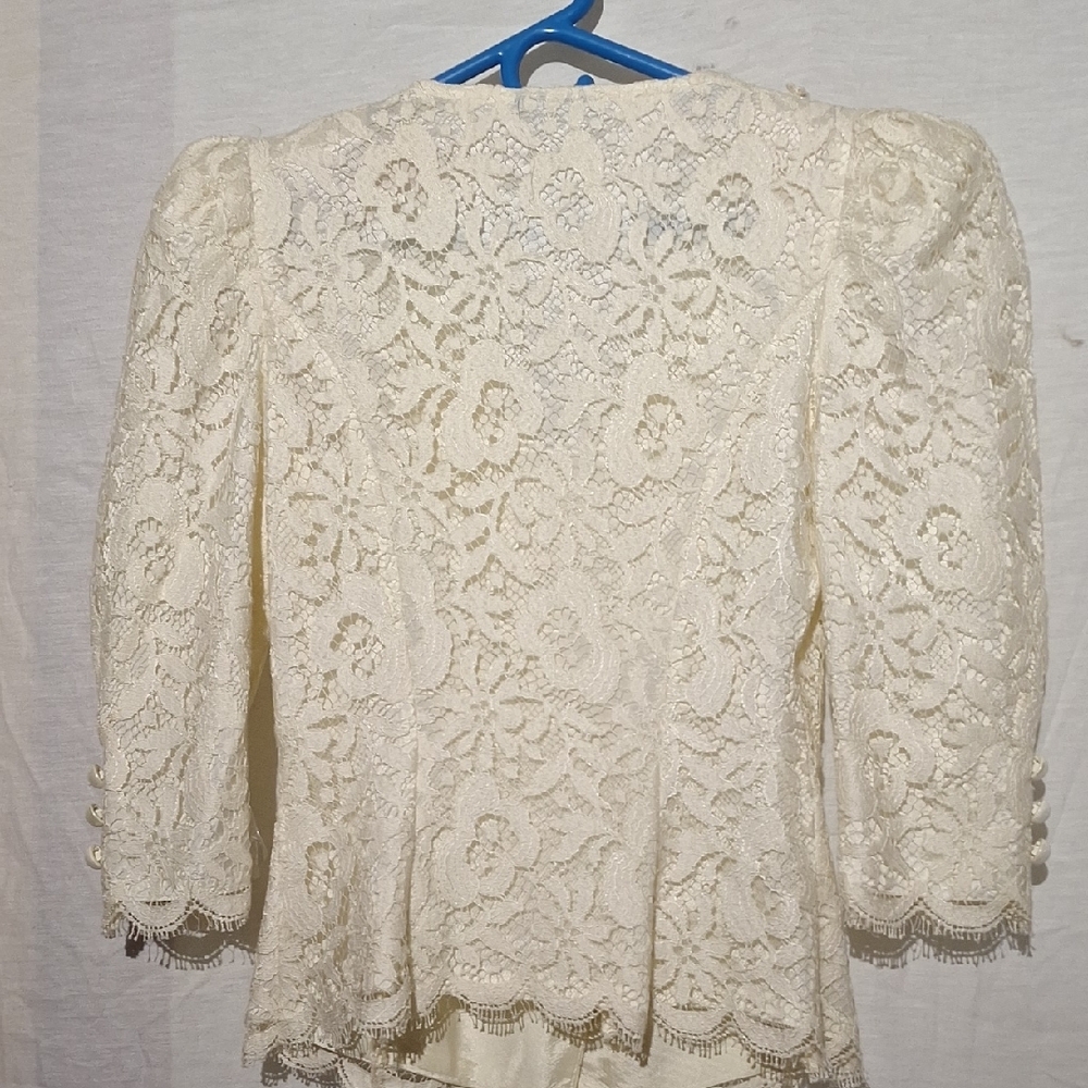 Vintage Cream Embroidered Beaded Whimsygoth Crop Top, Sz 2, NWOT - Picture 11 of 16